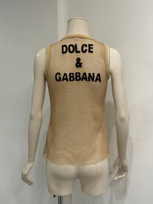 Dolce & Gabbana goat leather logo mesh tank top