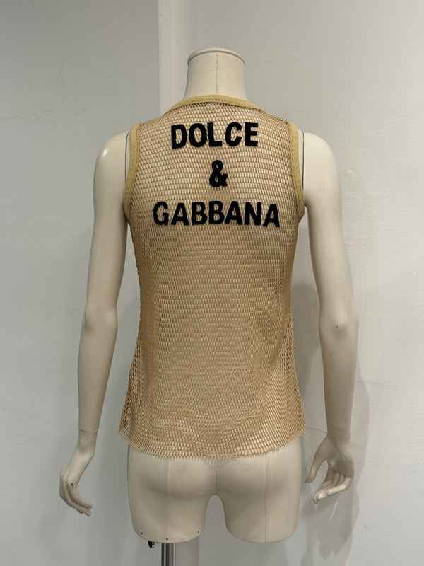 Dolce & Gabbana goat leather logo mesh tank top