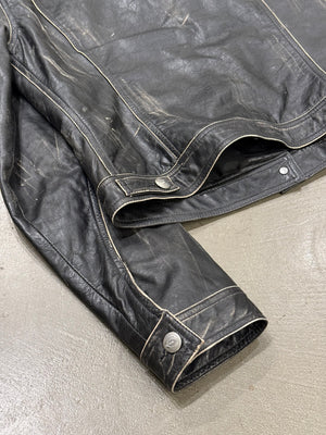 2000s Cavalli faded distressed leather jacket