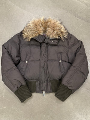 2000s Dsquared2 cropped puffer jacket with real murmanski fur