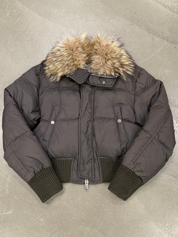 2000s Dsquared2 cropped puffer jacket with real murmanski fur