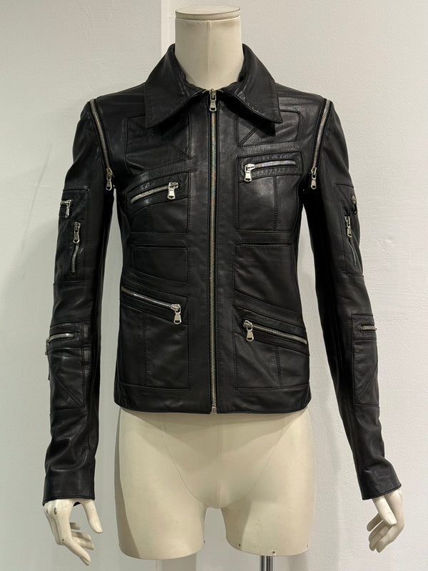 2001 Dolce & Gabbana multi-zip biker leather jacket