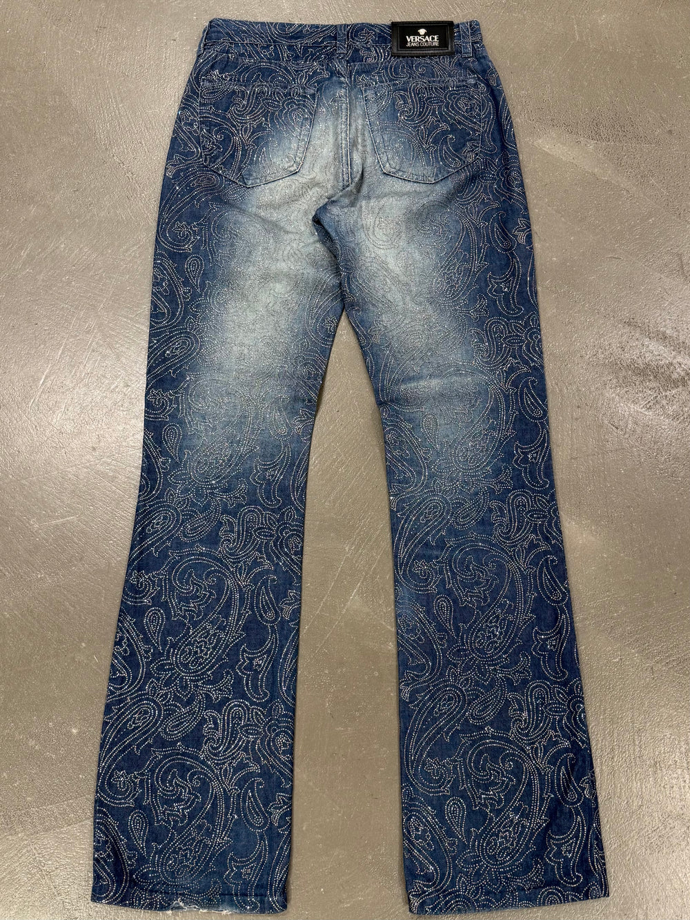 2000s Versace embellished flared denim jeans