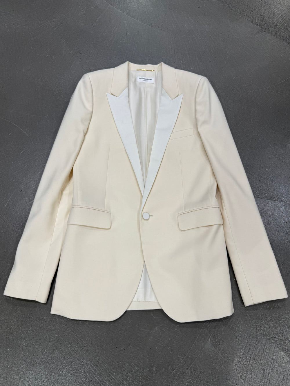 2017 Saint Laurent contrast peak-lapel tuxedo blazer