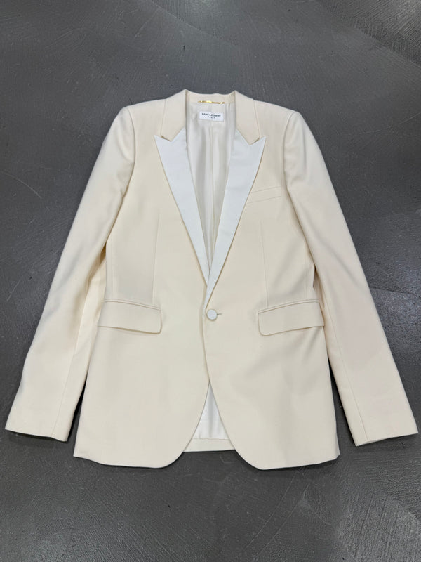 2017 Saint Laurent contrast peak-lapel tuxedo blazer