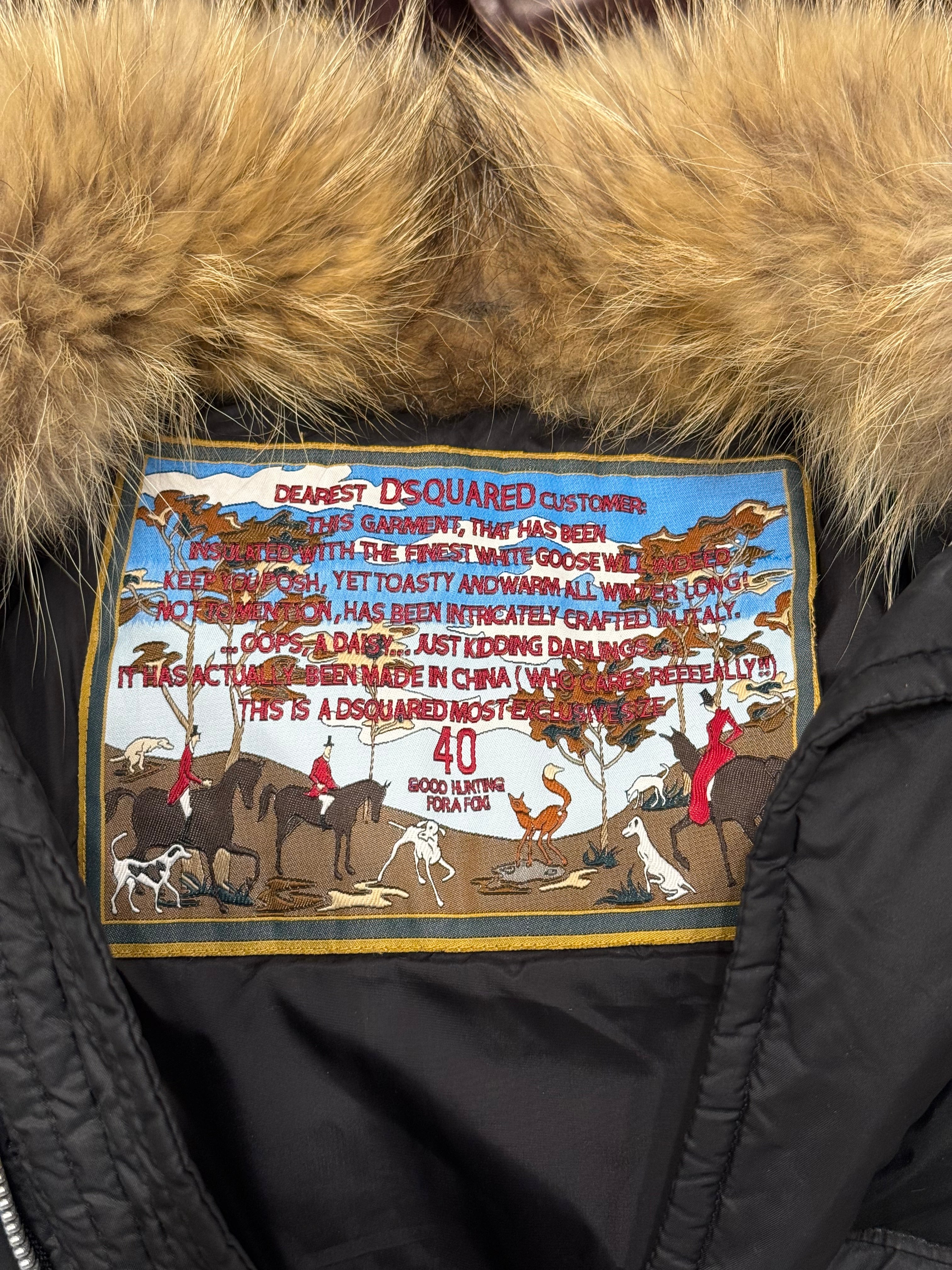 2000s Dsquared2 raccoon fur cropped puffer jacket