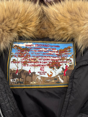 2000s Dsquared2 raccoon fur cropped puffer jacket