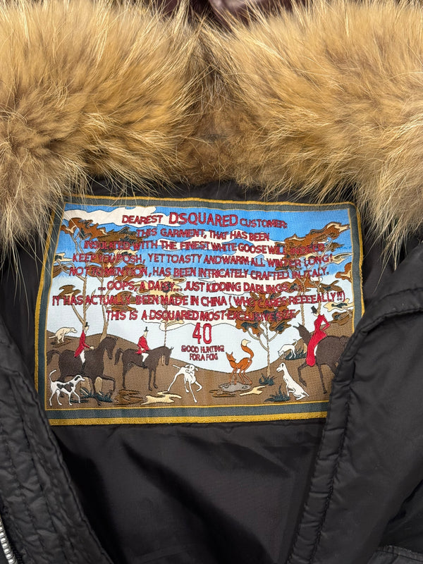 2000s Dsquared2 raccoon fur cropped puffer jacket