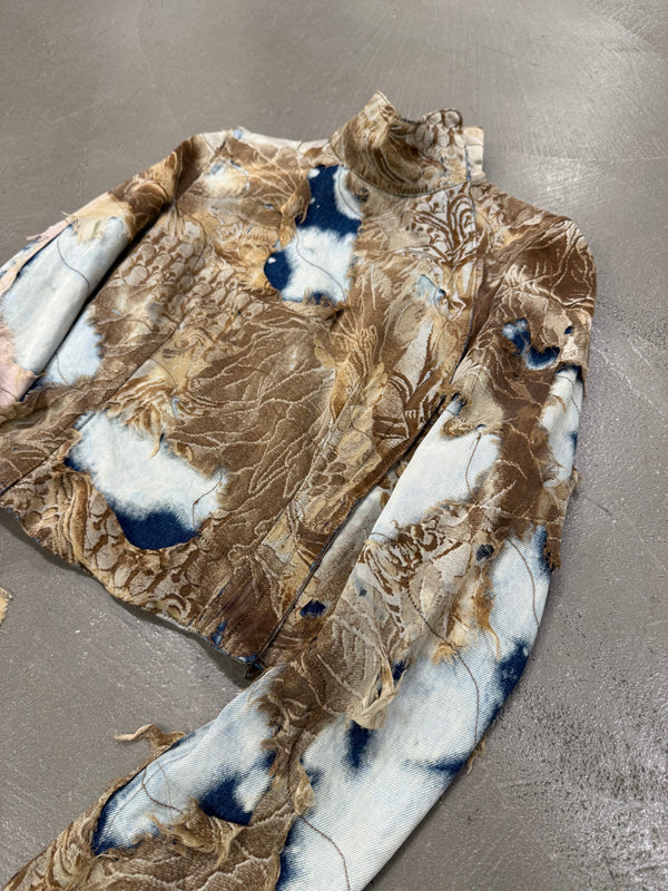 A/W2001 Roberto Cavalli “phoenix” double layer destroyed runway denim jacket