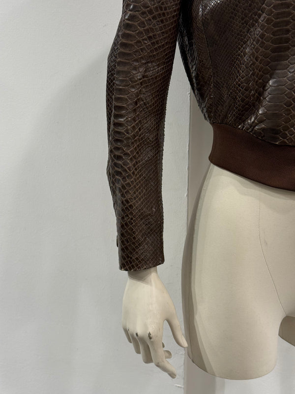 2000s Yves Saint Laurent python skin bomber jacket