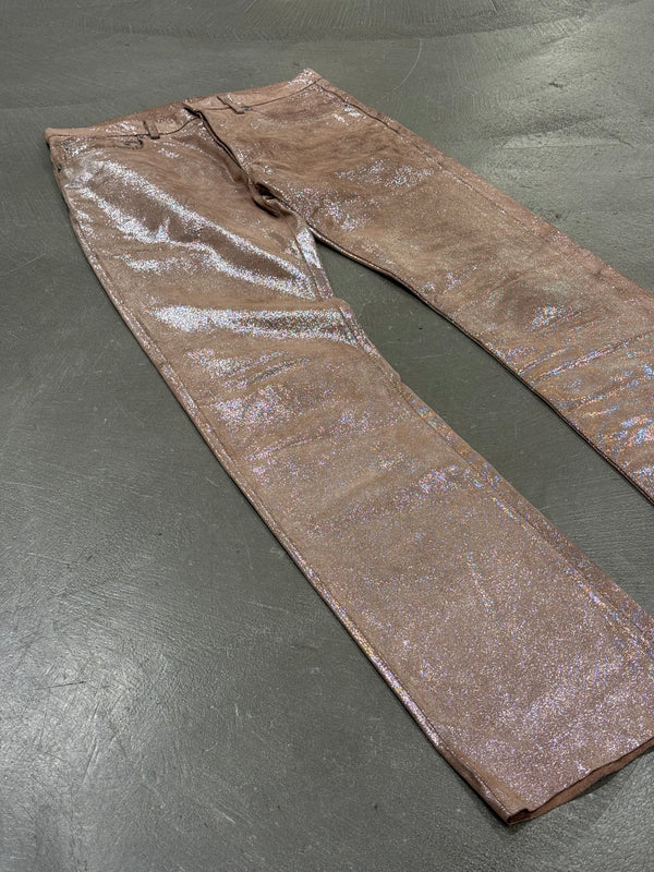 A/W2005 Dior by Hedi Slimane runway gold glitter leather pants