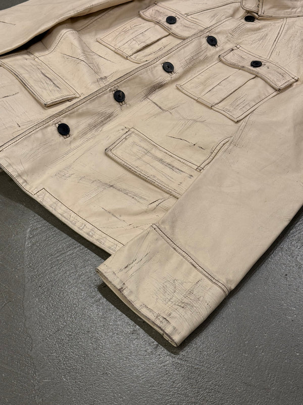 S/S2001 Yves Saint Laurent by Tom Ford M-65 distressed military leather jacket