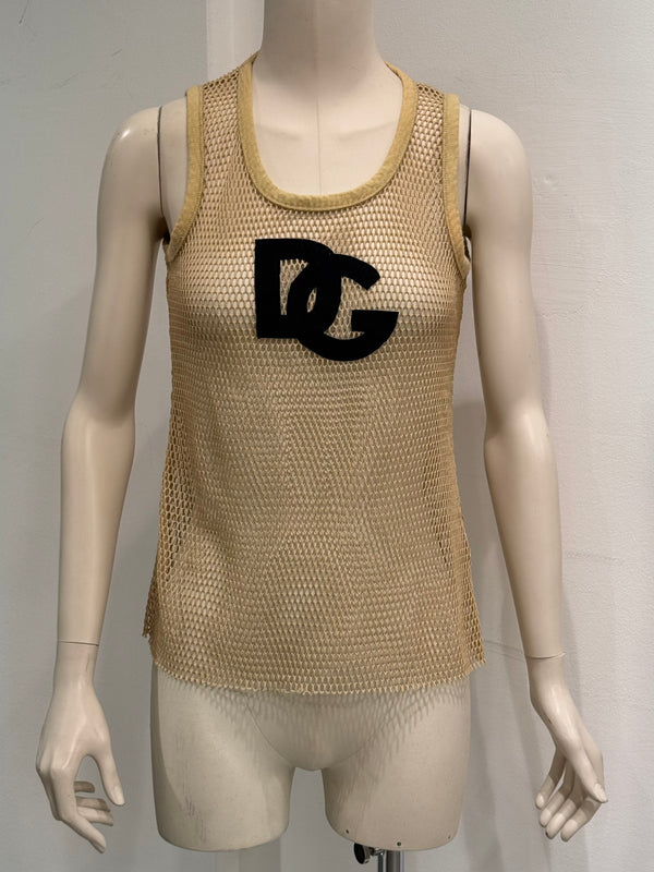 Dolce & Gabbana goat leather logo mesh tank top