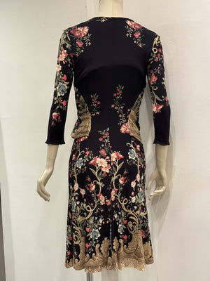 2006 Roberto Cavalli floral baroque wrap dress with belt