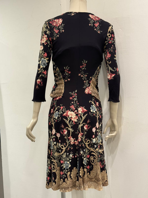2006 Roberto Cavalli floral baroque wrap dress with belt
