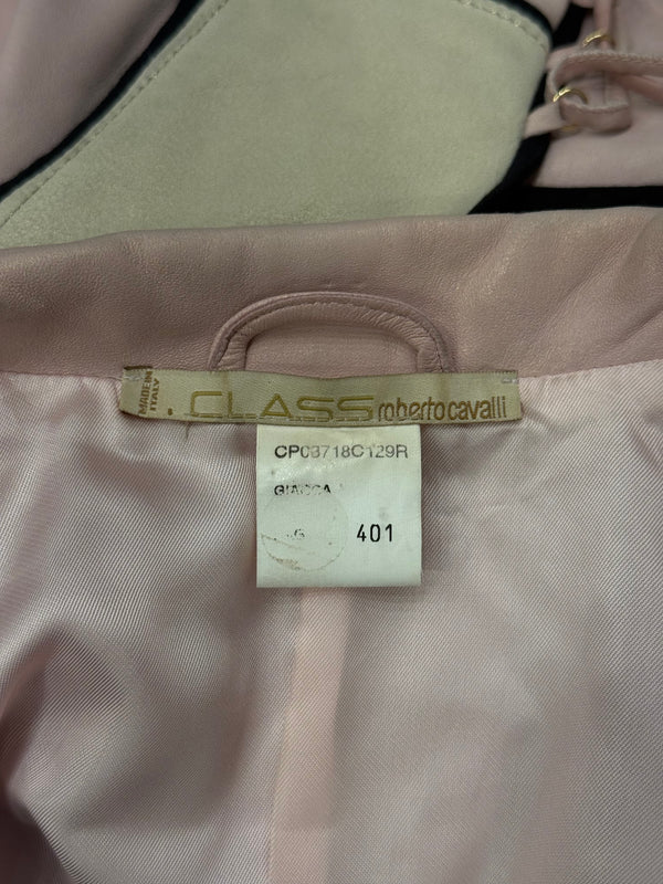 2000s Roberto Cavalli fitted pink leather jacket