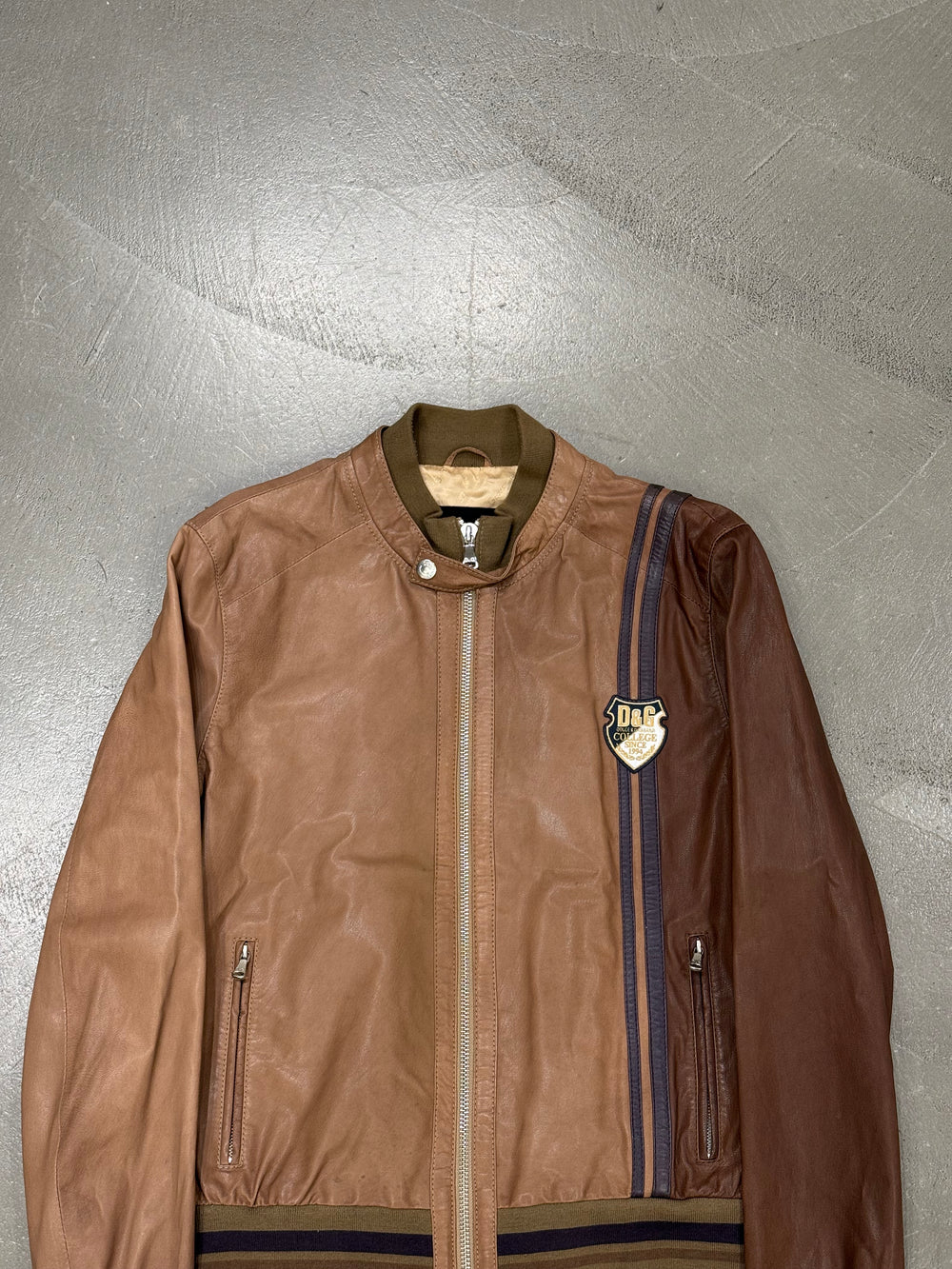 2000s Dolce & Gabbana leather biker bomber jacket