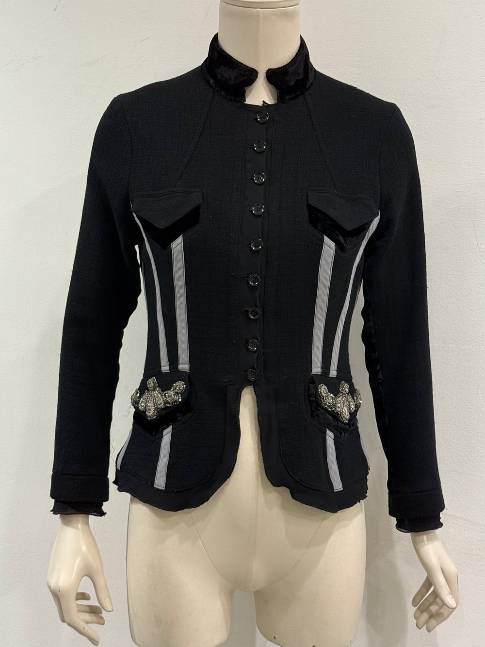 2000s Roberto Cavalli jewel pocket embellished jacket