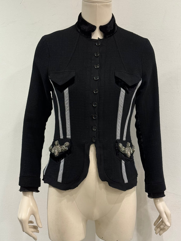 2000s Roberto Cavalli jewel pocket embellished jacket