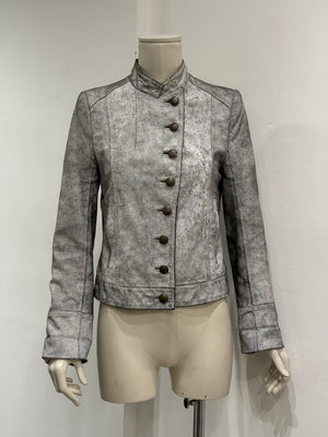 S/S 2002 Ann Demeulemeester runway cracked leather Napoleon military jacket
