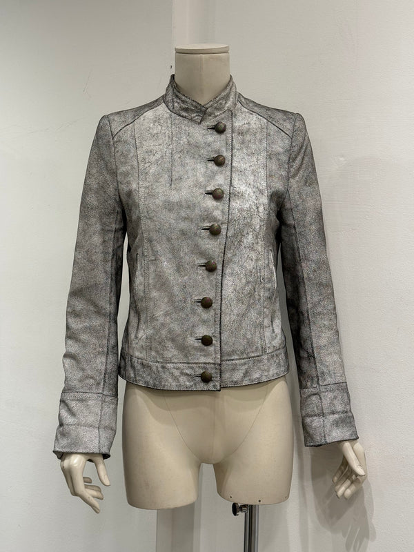 S/S 2002 Ann Demeulemeester runway cracked leather Napoleon military jacket