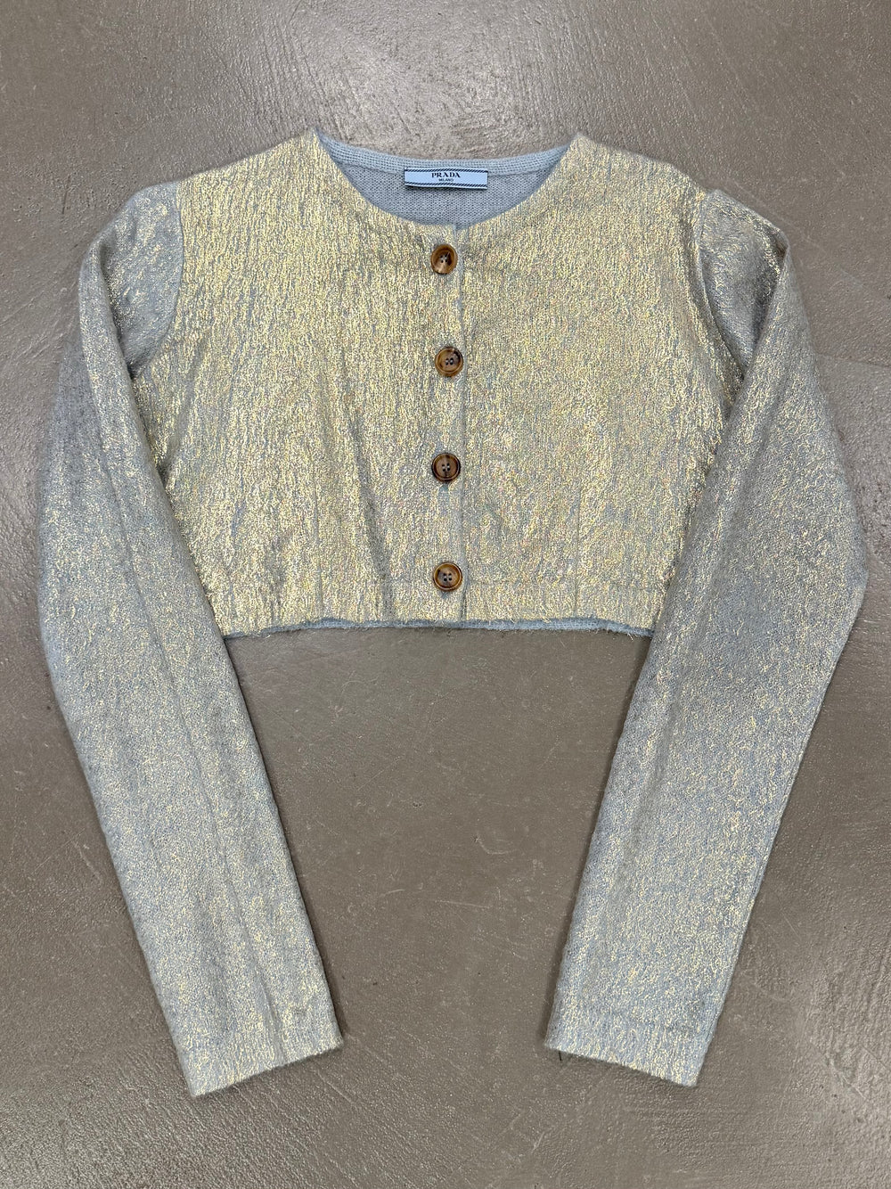 2000s Prada metallic cropped cardigan