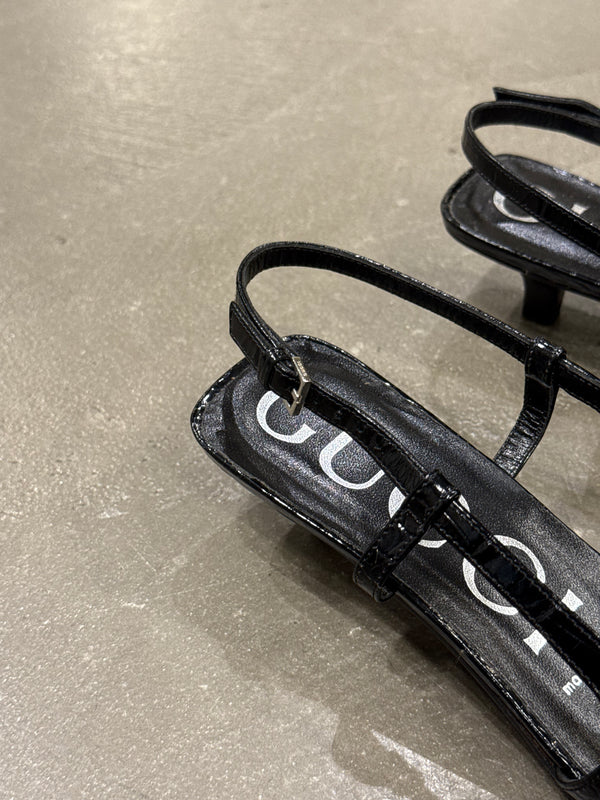 2000s Gucci embossed croc slingback heels