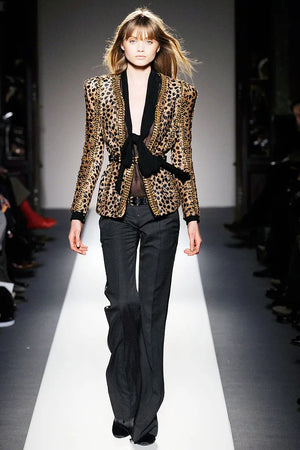 A/W2010 Balmain by Christophe Decarnin leopard pony hair metal chain jacket
