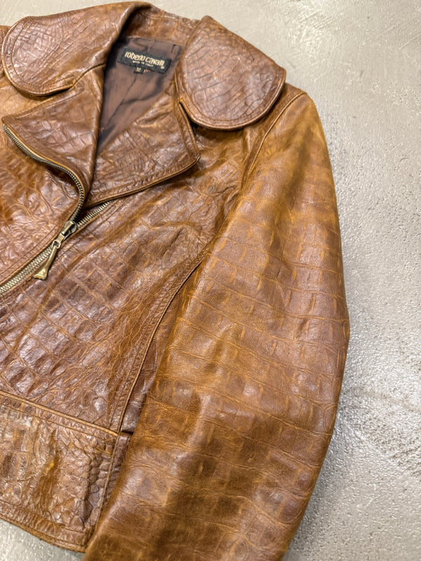 A/W2000 Roberto Cavalli crocodile embossed leather jacket