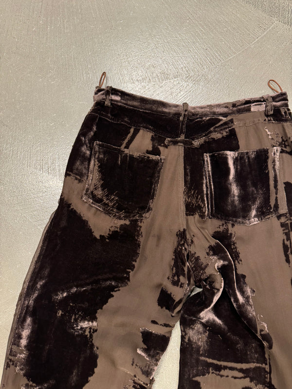 1990s Jean Paul Gaultier mainline velvet double layer distressed pants