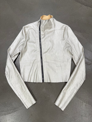 S/S2022 Rick Owens “Fogachine” silver stretchy leather jacket