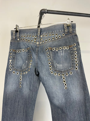 SS06 Dolce & Gabbana eyelet studded holed jeans