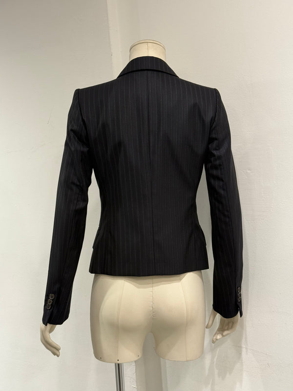 2004 Yves Saint Laurent pinstripe double breasted cropped blazer
