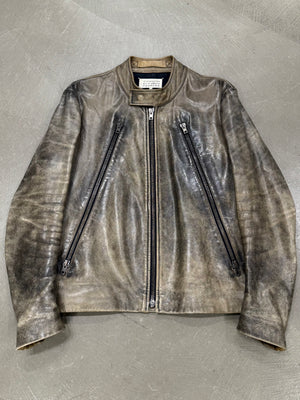 A/W2012 Maison Margiela distressed five zipper leather jacket