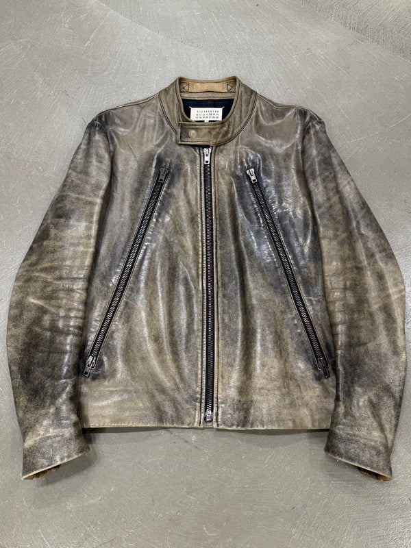 A/W2012 Maison Margiela distressed five zipper leather jacket