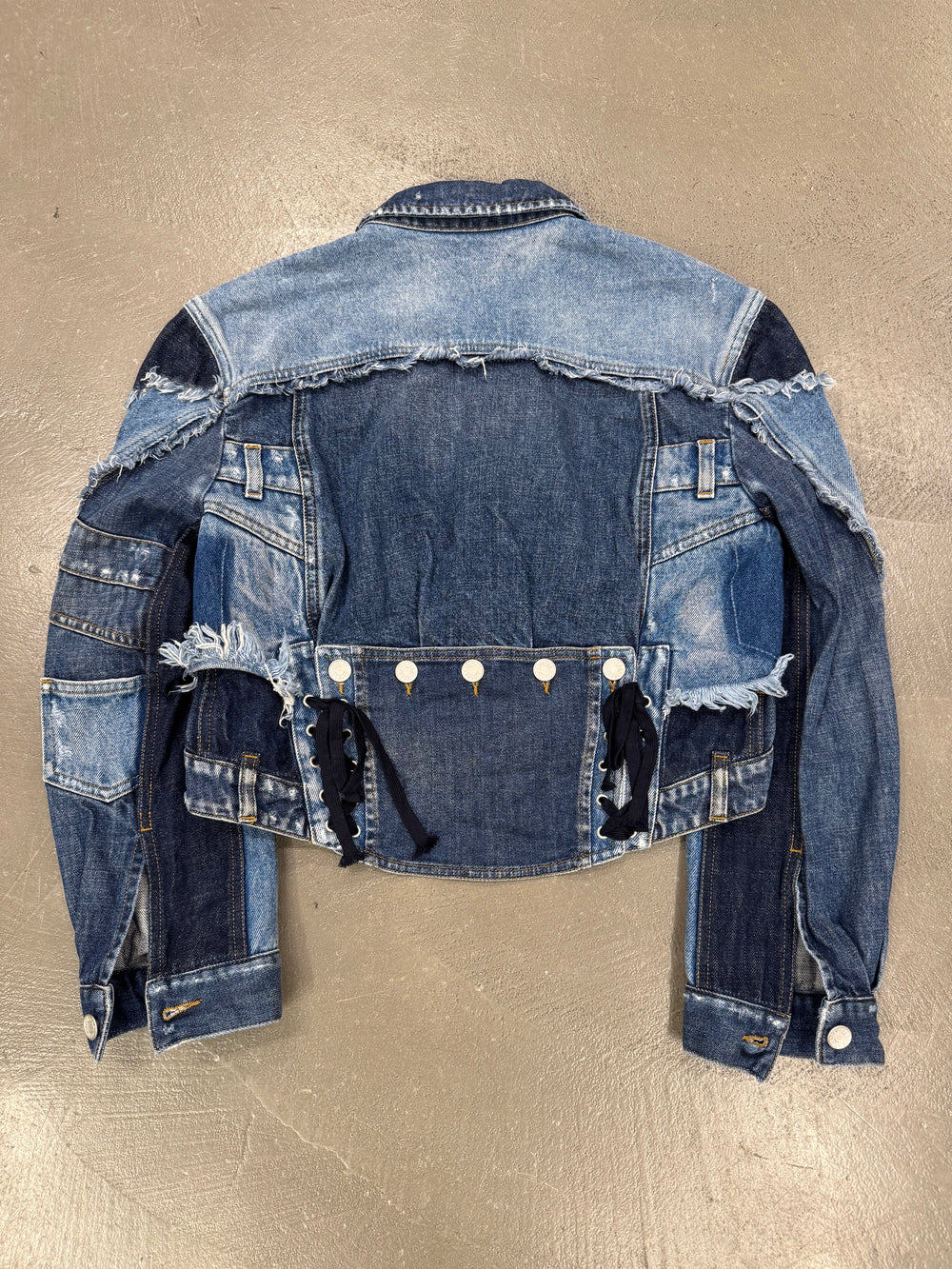 2010s Dolce & Gabbana patchwork reconstructed denim jacket