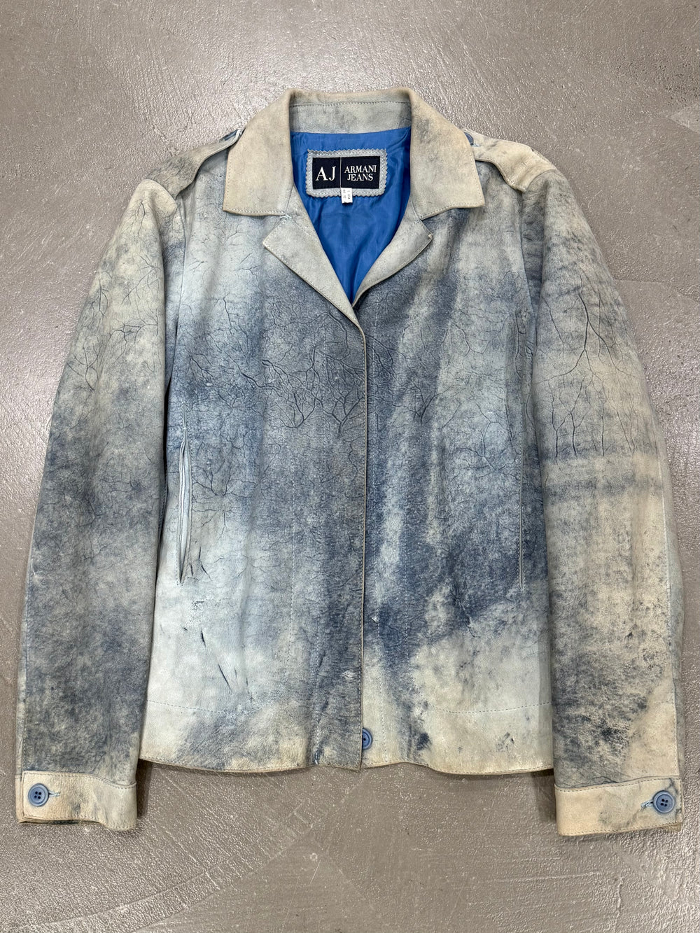 2000s Armani distressed marble effect leather jacket