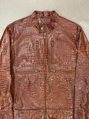1990s Gianni Versace embossed crocodile leather jacket