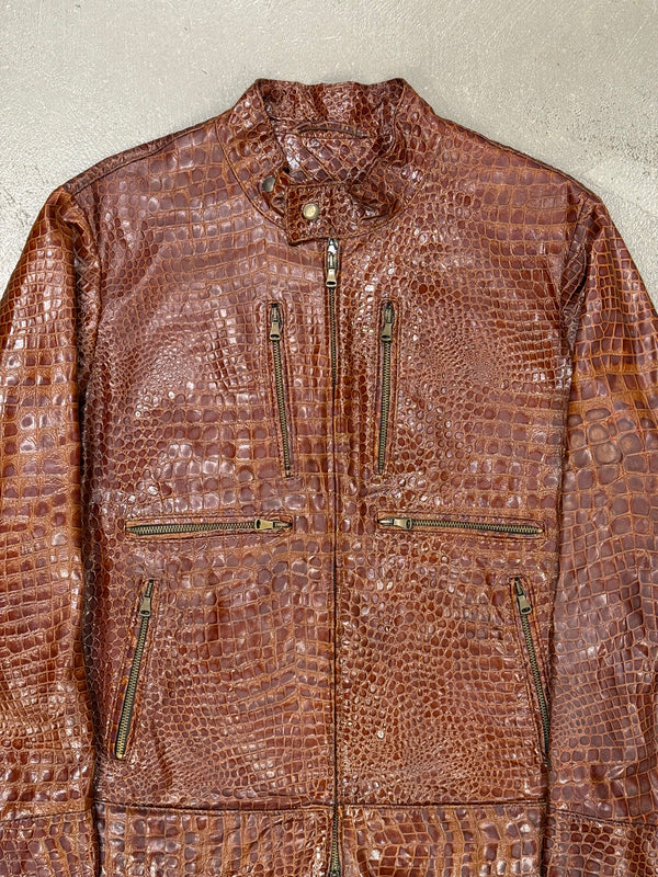 1990s Gianni Versace embossed crocodile leather jacket