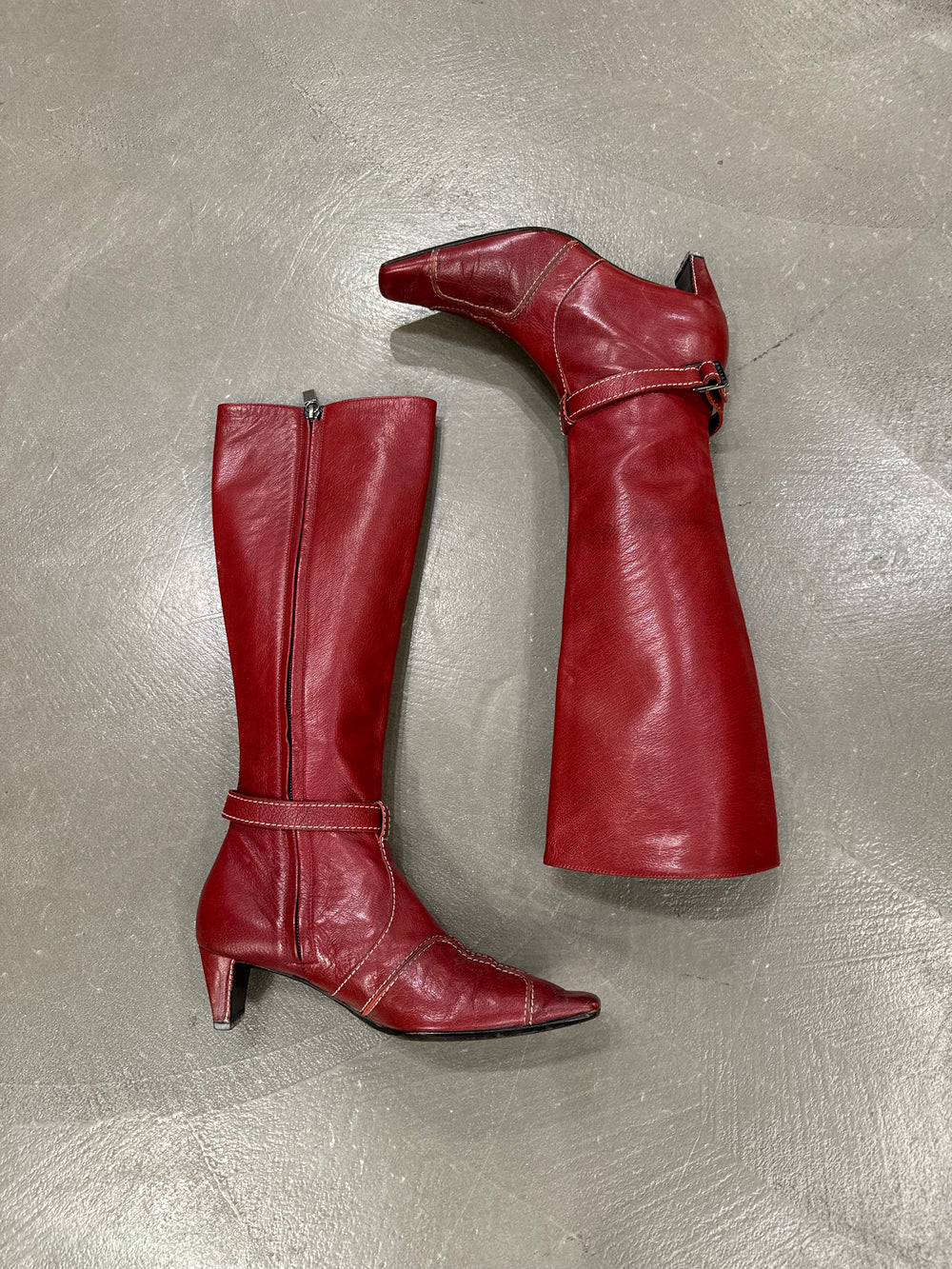 Celine red leather boots
