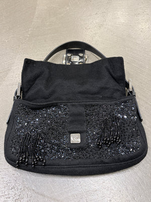 A/W2000 Fendi wool embossed hand-beaded baguette bag