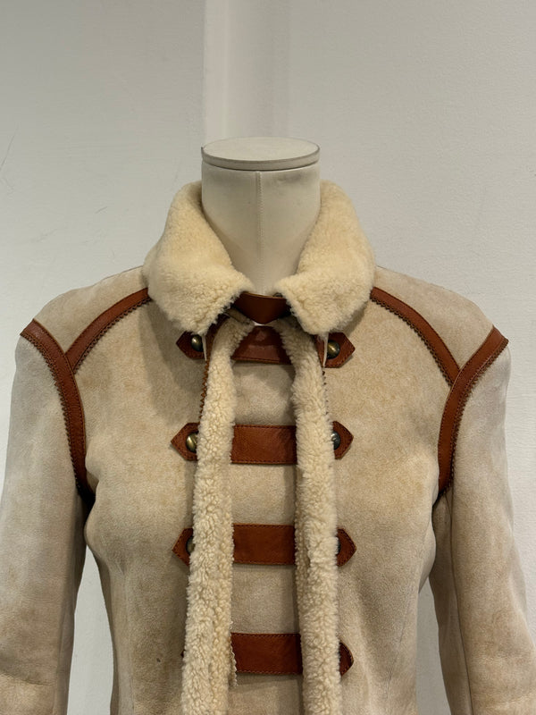 Roberto Cavalli shearling jacket with contrast leather details