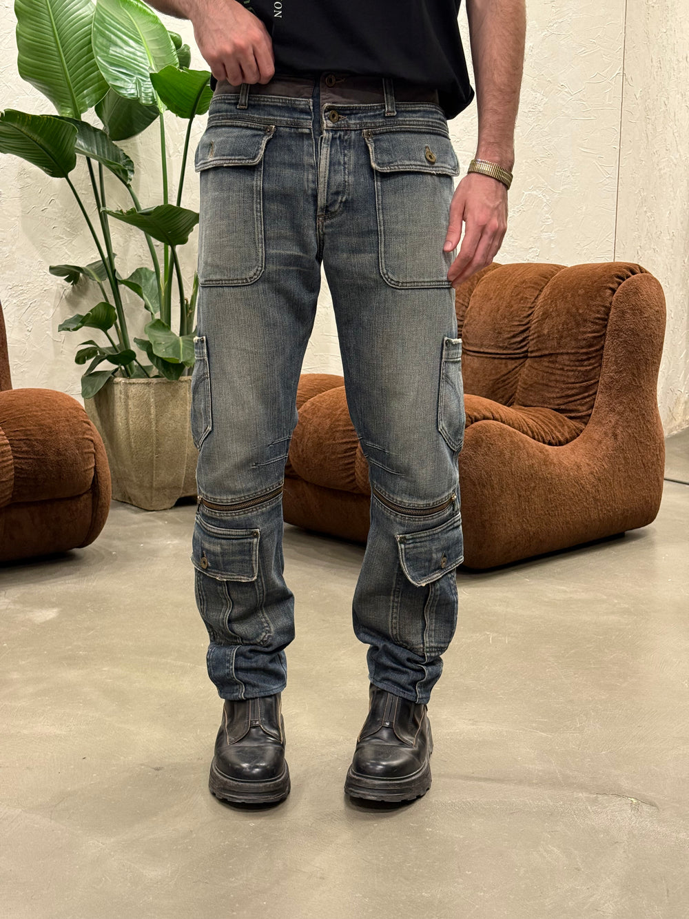 A/W2003 Dolce & Gabbana double waisted cargo pants