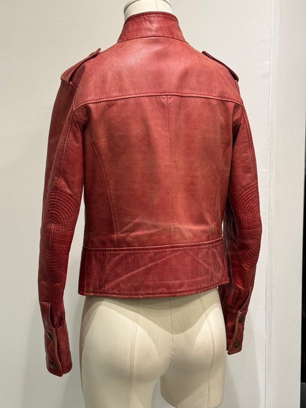 2000s Dolce & Gabbana red biker leather jacket