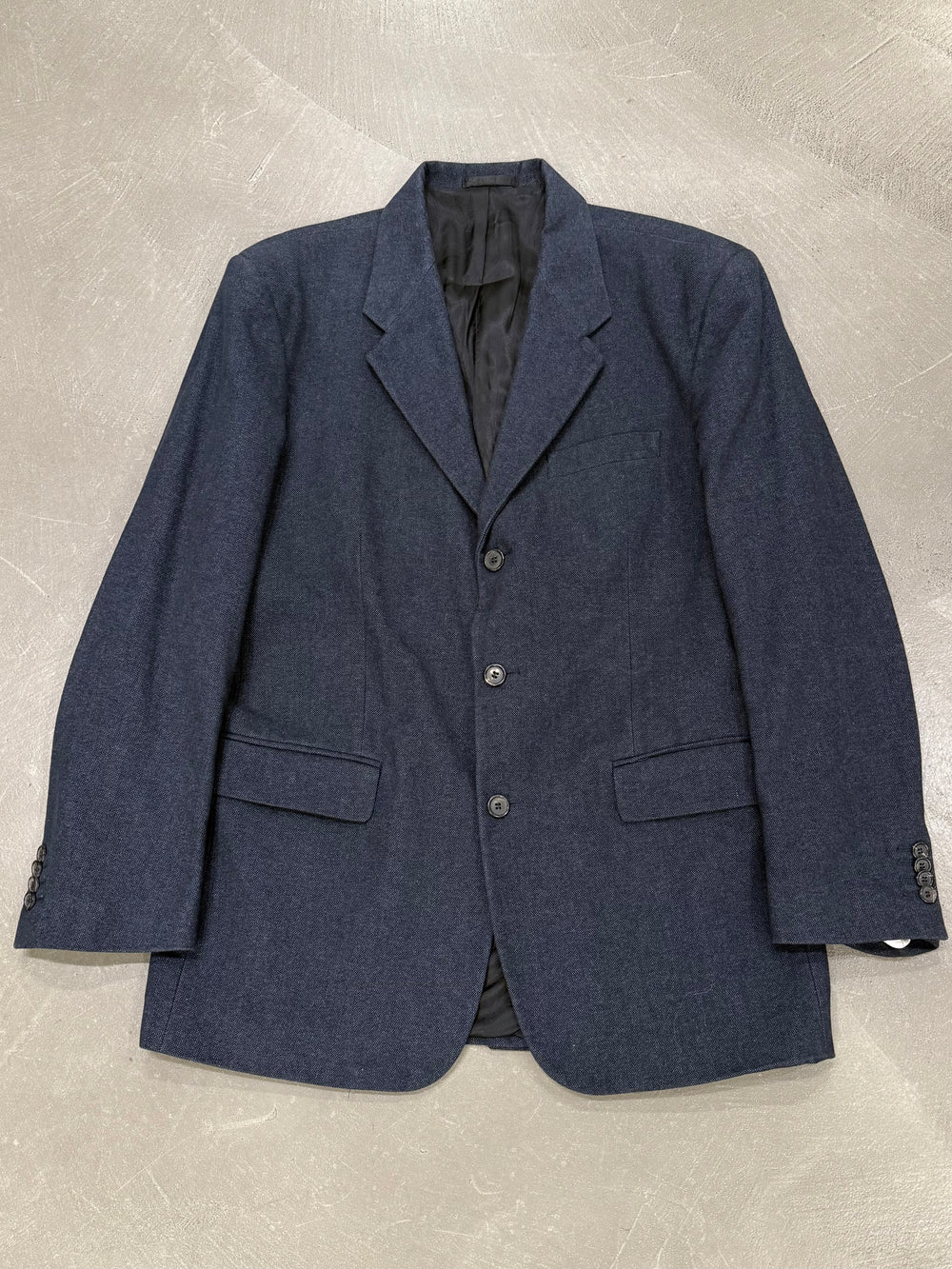 2000s Prada denim single breasted blazer