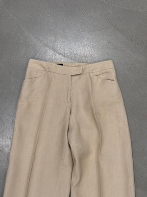 Giorgio Armani beige linen wide leg tailored trousers