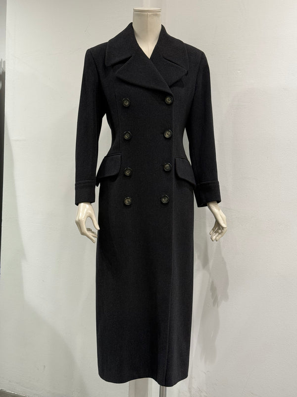 1990s Dolce & Gabbana grey wool double-breasted long coat