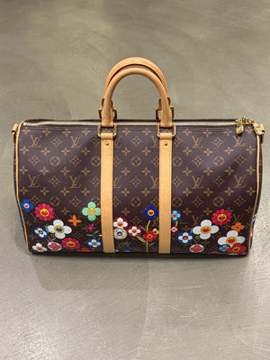 2021 Louis Vuitton x Takashi Murakami monogram Keepall Bandouliere 45