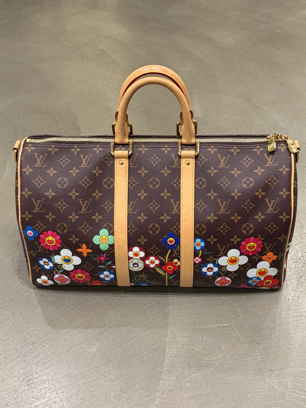 2021 Louis Vuitton x Takashi Murakami monogram Keepall Bandouliere 45