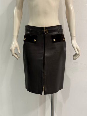F/W2000 Gucci leather zip mini skirt